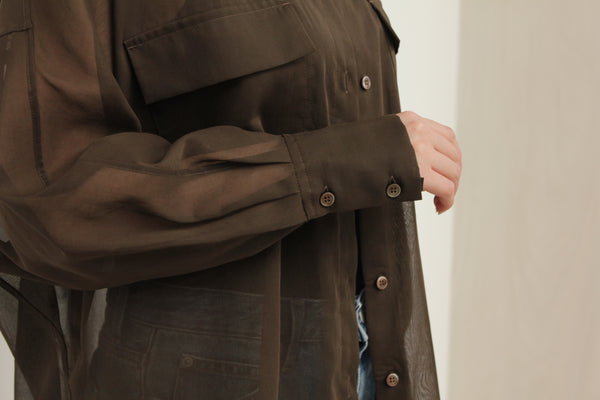 No.W040 SHEER COTTON ORGANDY DOLMAN SLEEVE SHIRT
