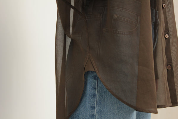 No.W040 SHEER COTTON ORGANDY DOLMAN SLEEVE SHIRT