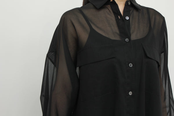 No.W040 SHEER COTTON ORGANDY DOLMAN SLEEVE SHIRT