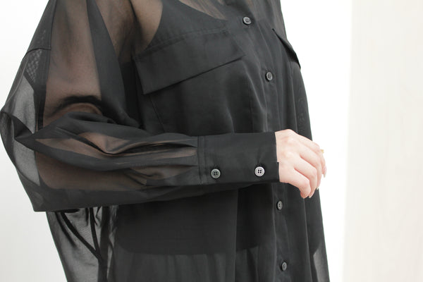 No.W040 SHEER COTTON ORGANDY DOLMAN SLEEVE SHIRT