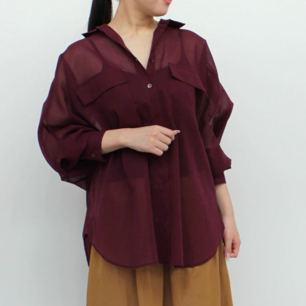 No.W040 SHEER COTTON ORGANDY DOLMAN SLEEVE SHIRT