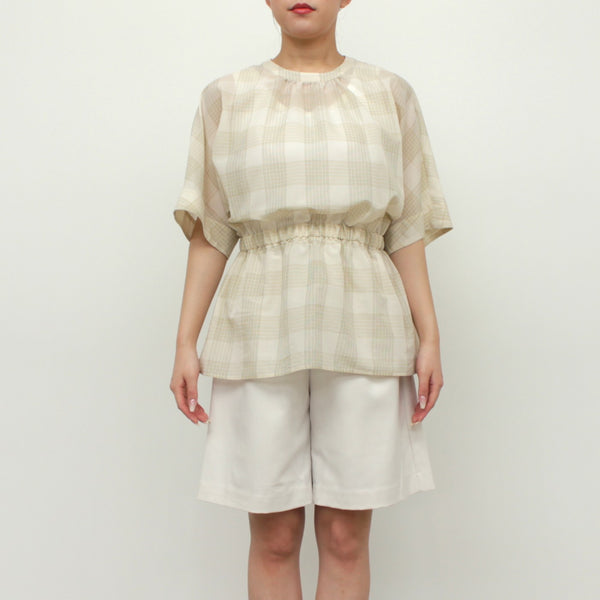 NEW☆No.W041 SHEER PEPLUM GATHERED BLOUSE