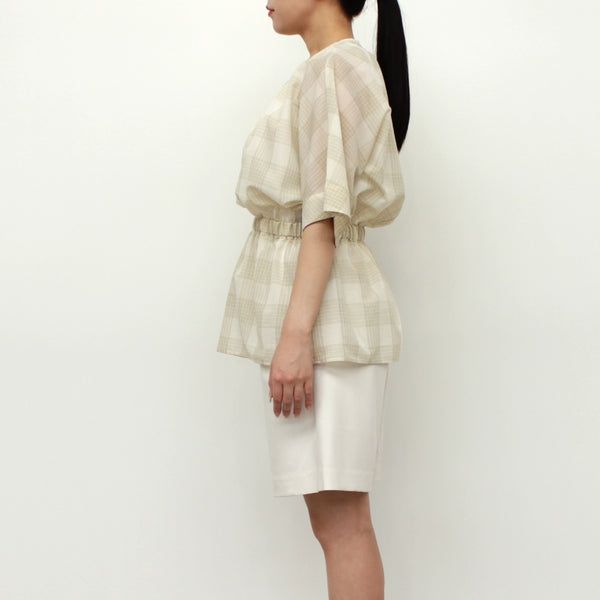 NEW☆No.W041 SHEER PEPLUM GATHERED BLOUSE