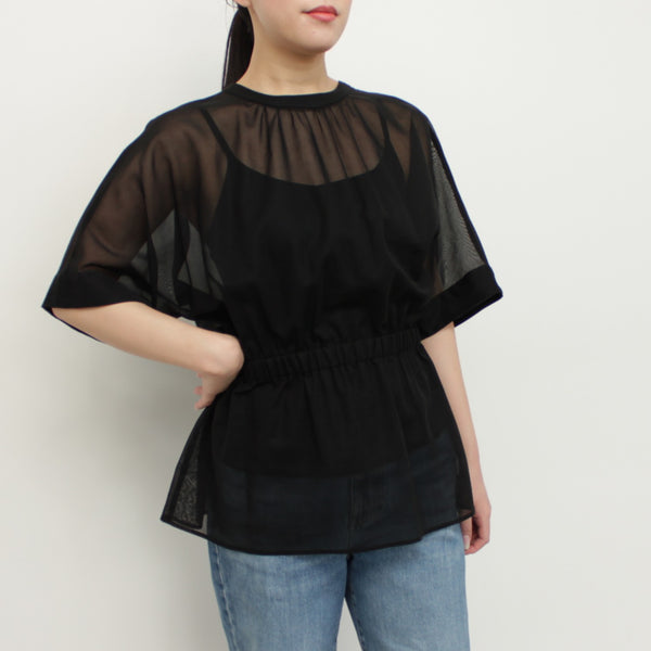 NEW☆No.W041 SHEER PEPLUM GATHERED BLOUSE