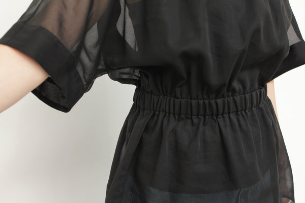 NEW☆No.W041 SHEER PEPLUM GATHERED BLOUSE