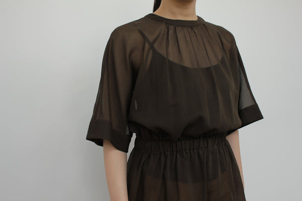 NEW☆No.W041 SHEER PEPLUM GATHERED BLOUSE