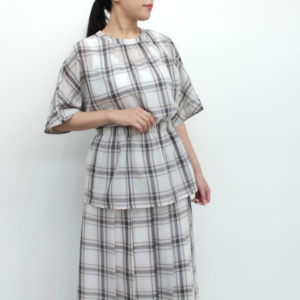 NEW☆No.W041 SHEER PEPLUM GATHERED BLOUSE