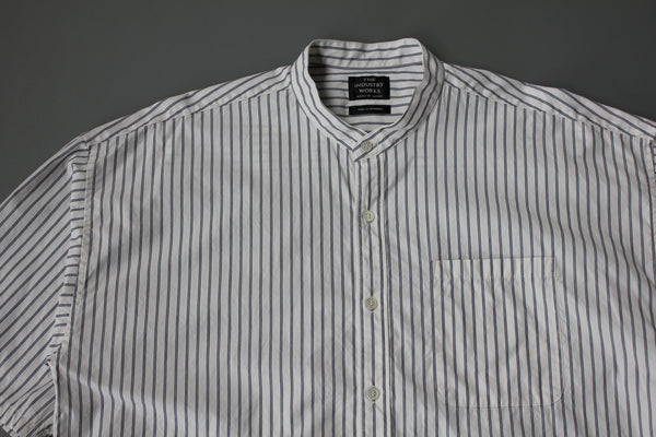 NEW☆No.303 GOZA COTTON BAND COLLAR SHORT-SLEEVE BIG SHIRT