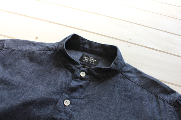 No.146-148 BAND COLLAR SUEDE FLANNEL SHIRT