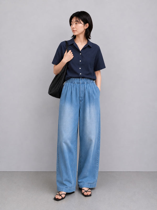 NEW☆No.W051 レーヨンブレンド ワイドパンツ