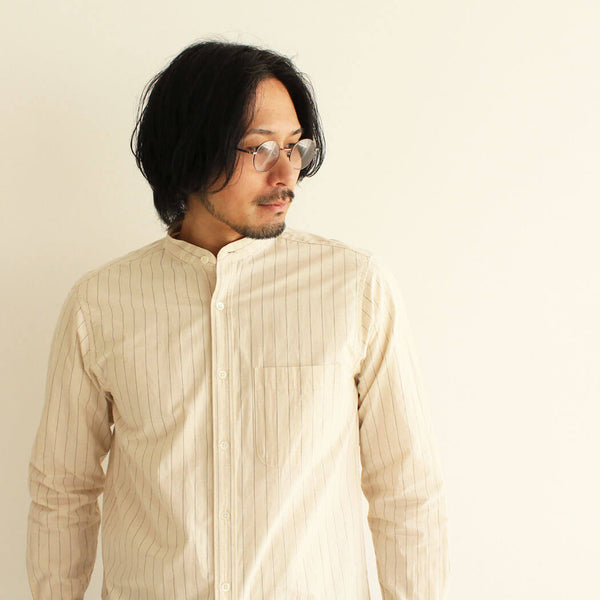 No.141 BAND COLLAR STRIPE SHIRT