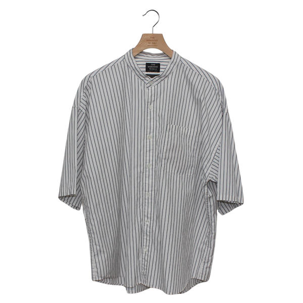 NEW☆No.303 GOZA COTTON BAND COLLAR SHORT-SLEEVE BIG SHIRT