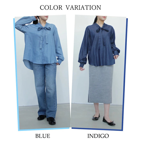 NEW☆No.W045 DENIM BOW-TIE BLOUSE