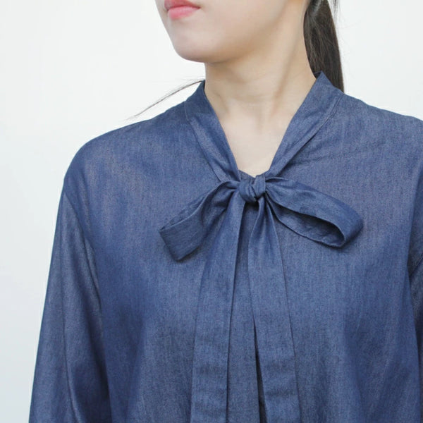 NEW☆No.W045 DENIM BOW-TIE BLOUSE